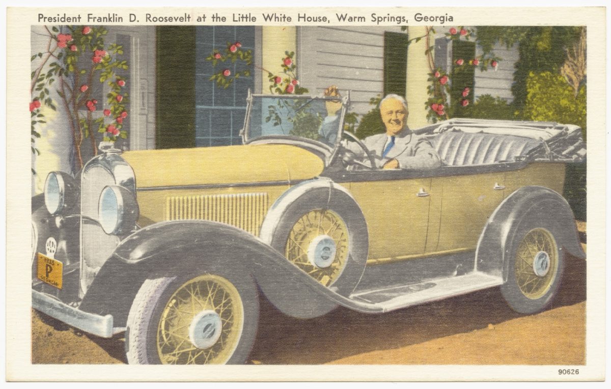 President Franklin D. Roosevelt at the Little White House in Warm Springs, where he made 16 trips as president.