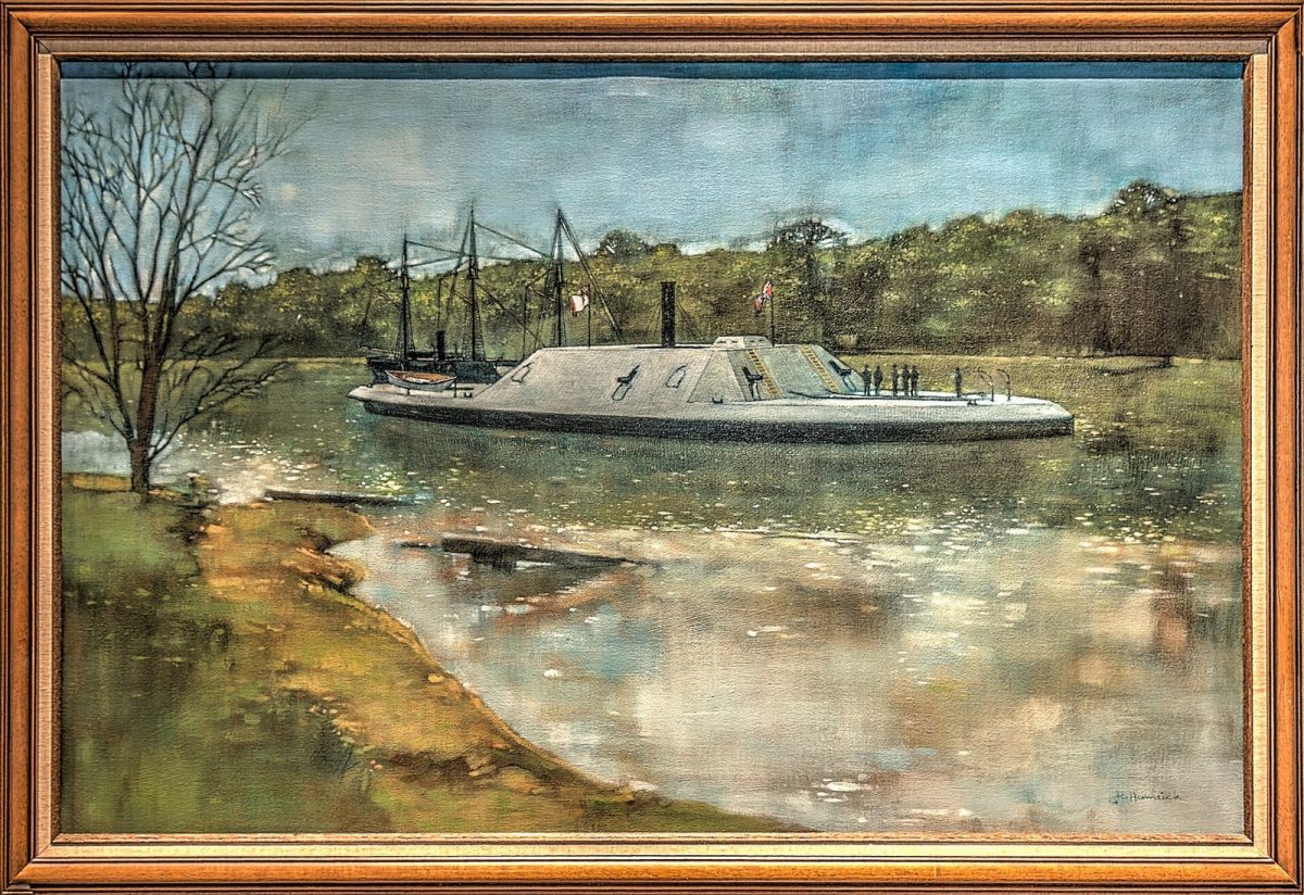 A painting of the ironclad CSS Jackson at the National Civil War Naval Museum.
