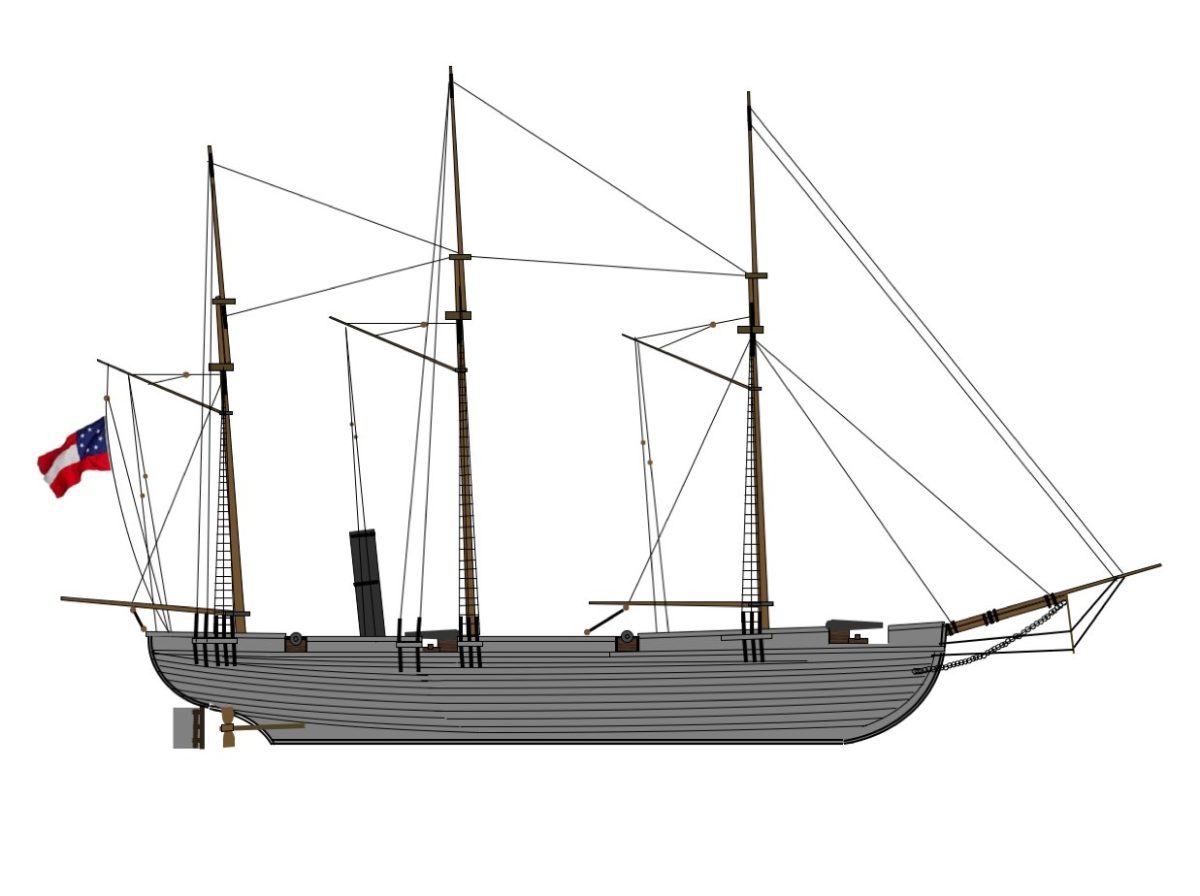 An image of the Confederate gunboat CSS Chattahoochee, built at Saffold, Ga.