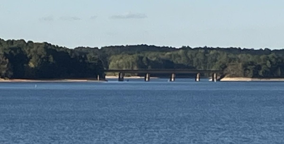 A CSX railroad bridge over West Point Lake in Troup County in 2025.