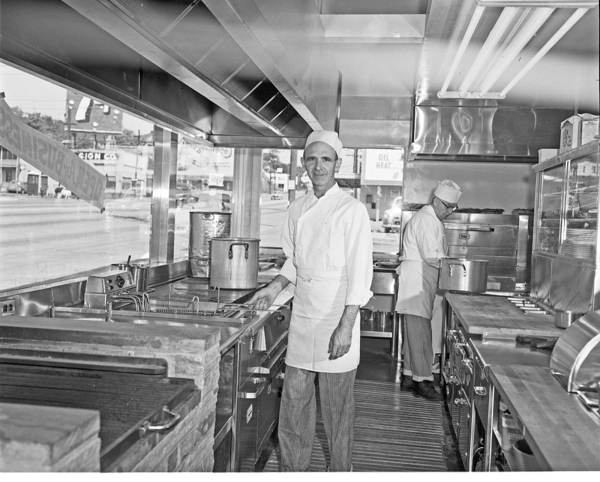 Cooks in a restaurant kitchen in 1954 (file photo).