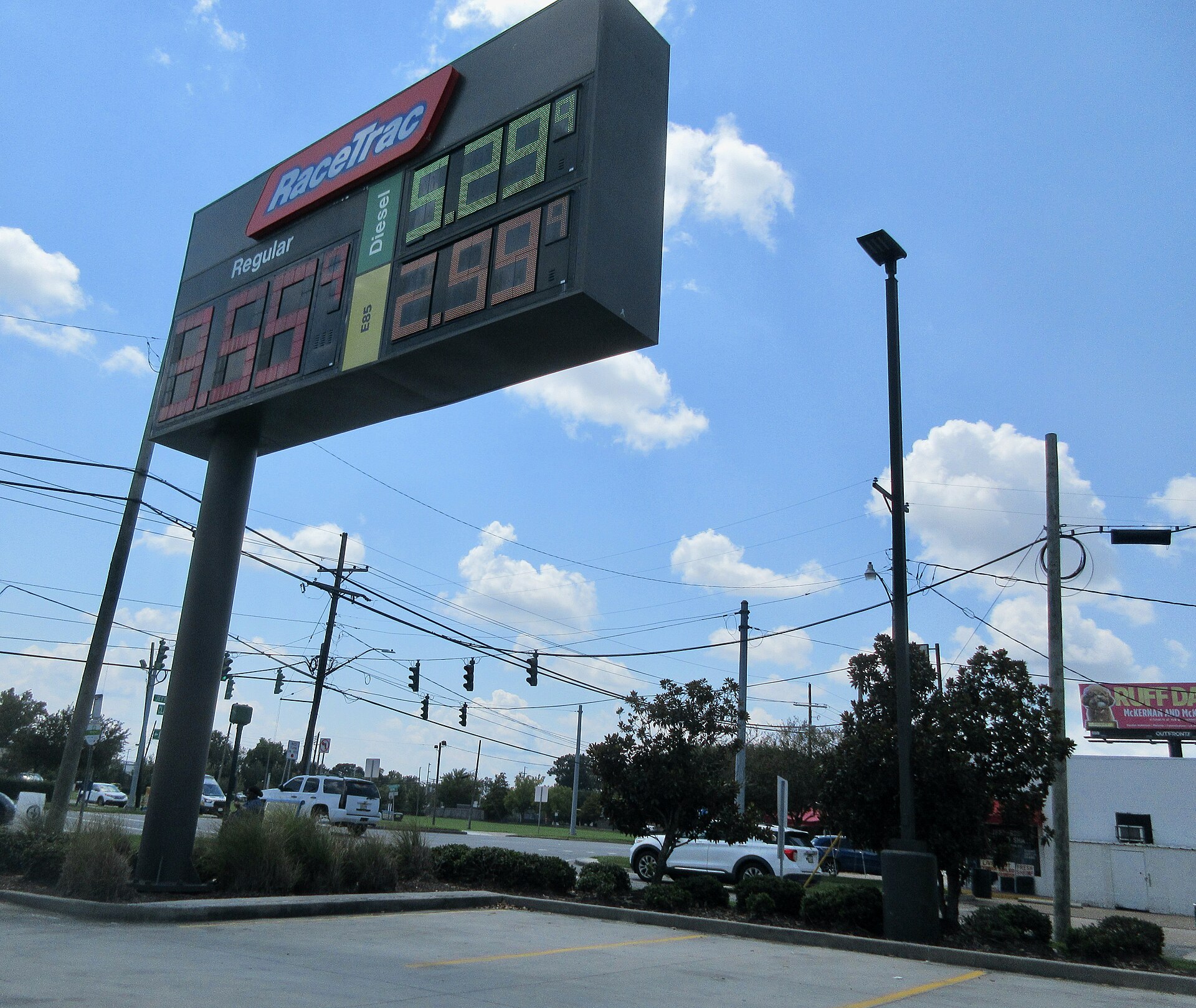 A RaceTrac sign posts gas and diesel prices (file photo).