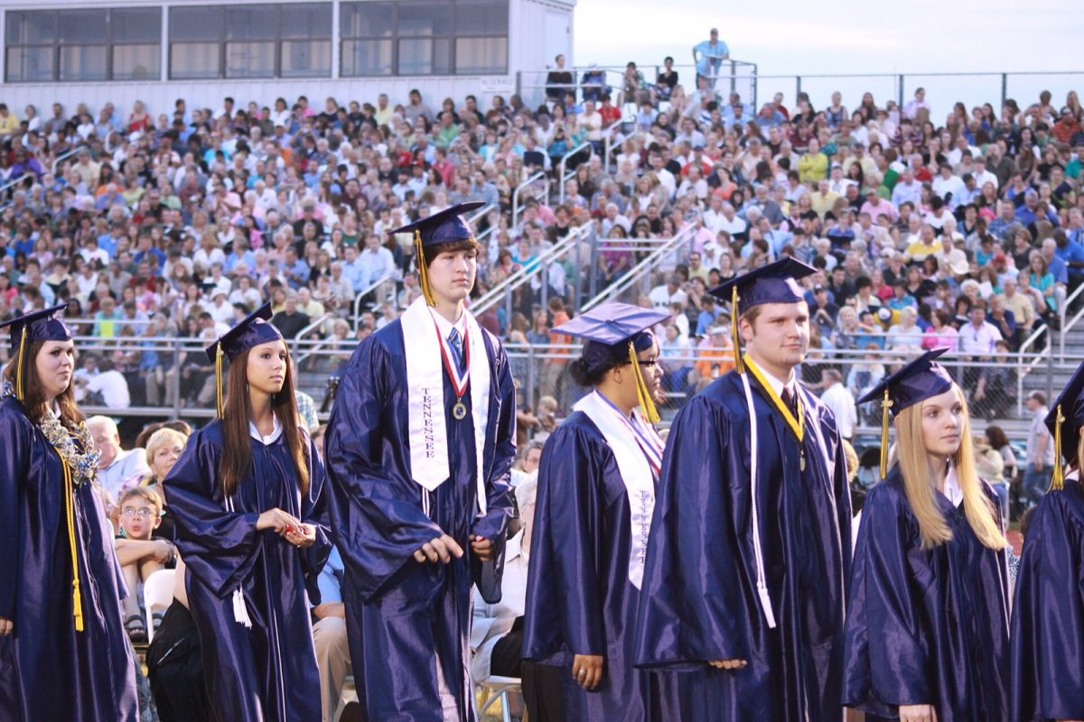 Seniors at a high school graduation ceremony (file photo).
