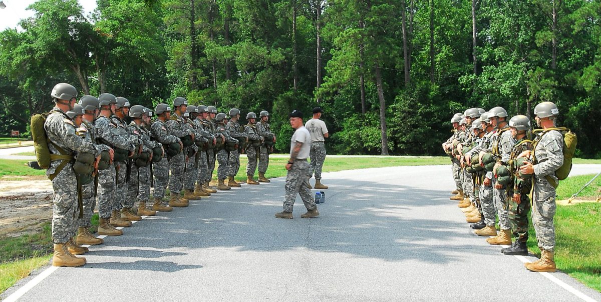 Instructors prepare soldiers for parachute training at Fort Benning in 2009 (file photo).