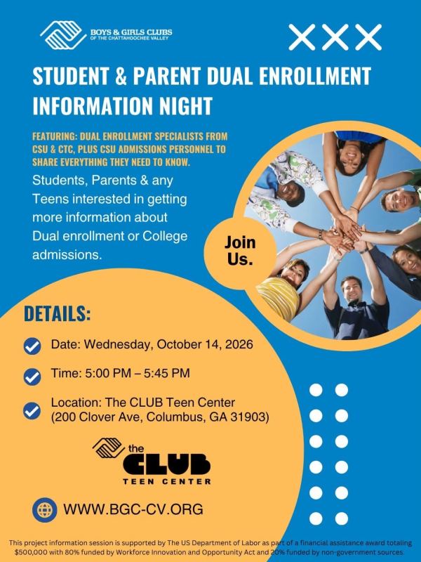 Flyer for Student & Parent Dual Enrollment Information Night