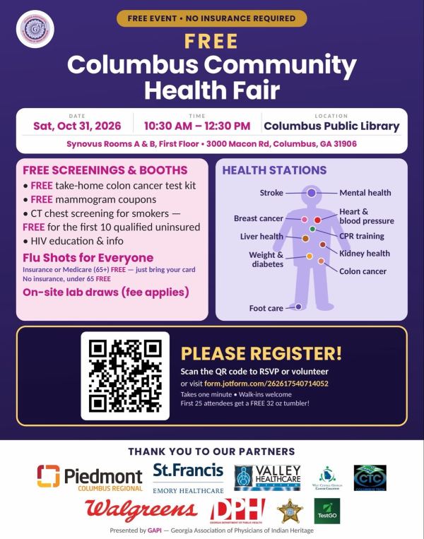 Flyer for Columbus Community Health Fair