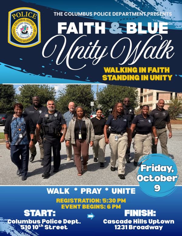 Flyer for Faith & Blue Unity Walk