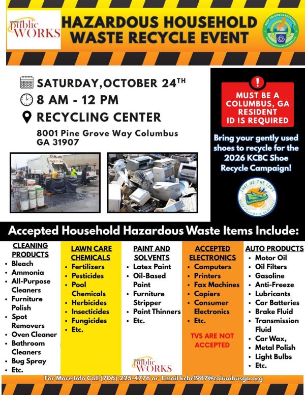 Flyer for Hazardous Household Waste Recycle Event