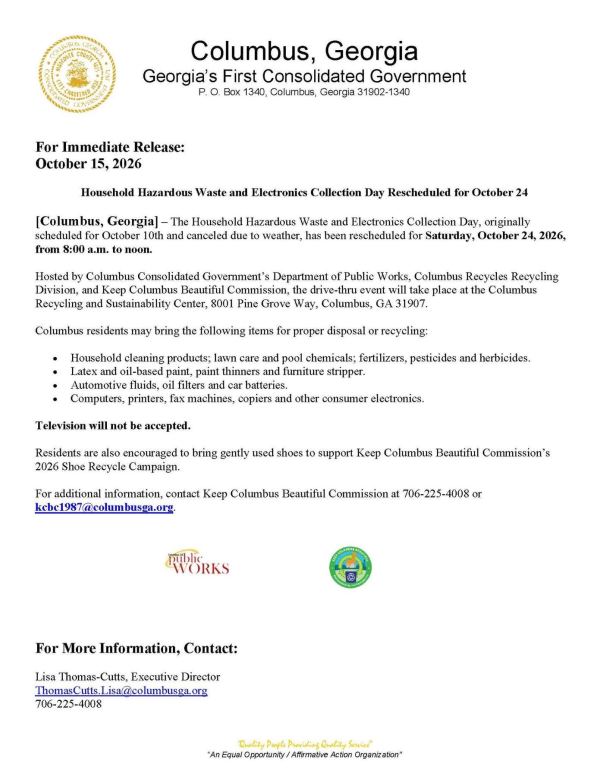Flyer for Household Hazardous Waste and Electronics Collection Day