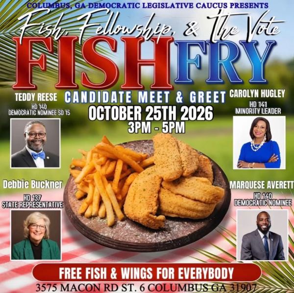 Flyer for Fish, Fellowship, & The Vote Fish Fry
